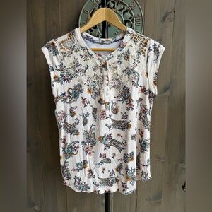 Daniel Rainn White Floral Lace Blouse